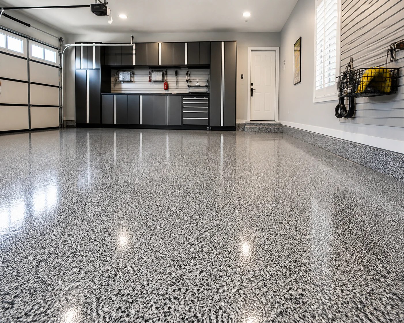 Finished decorative garage floor coating